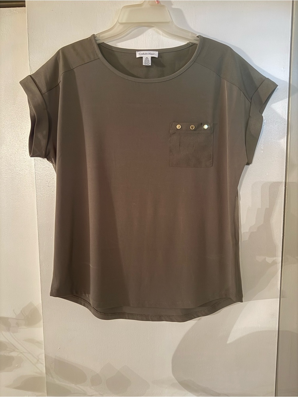 Calvin Klein Olive Green Short Sleeve Pocket Tee